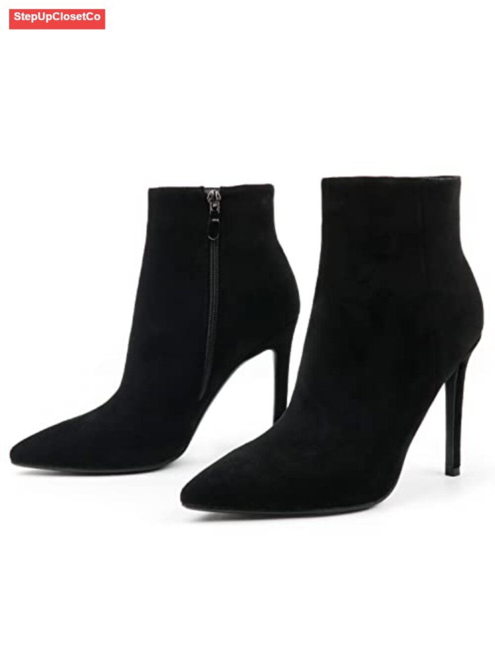 Womens Ankle Boots 4IN Stiletto High Heel Pointed Toe Zipper PU Leather